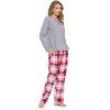 Casual Nights Women's Jersey Knit Long-Sleeve Top and Soft Flannel Bottom Pajama Set - 3 of 4