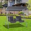 Syemin Patio Swings Outsunny 2 Person Porch Swing, Outdoor Swing with Canopy, Pivot Storage Table Cushions for Patio, Backyard, Beige, 69"*44"*65" - 2 of 4