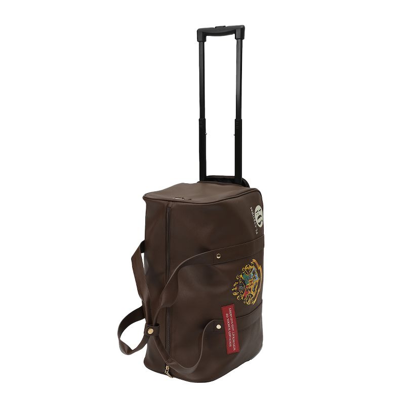 Harry Potter Rolling PU Duffle Bag - Officially Licensed Travel Luggage with Patches and Applique in Brown, 4 of 8