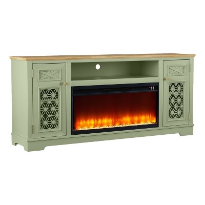Festivo Green 70" TV Stand with Fireplace and Cabinets