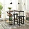 Tangkula 3PC Dining Table Set Pub Bar Table Set 3 Tier Storage Shelves with 2 Pub Stools Upholstered - 3 of 4