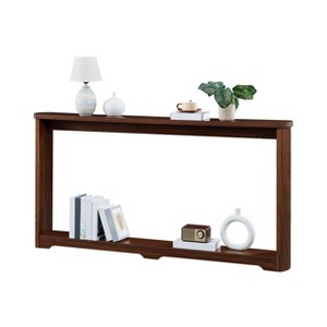 Gulches 70.1" Walnut Corrugated Texture Storage Console Table - Narrow Wooden, for Entranceways, Behind Sofa, 70.1"L×8.7"W×35.5"H - 1 of 4