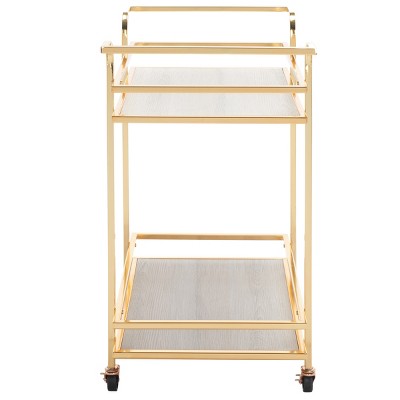 Lameris 33" Polished Gold and Grey 2-Tier Bar Cart with Handles