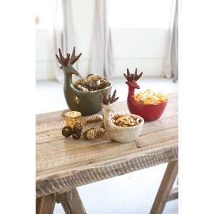 Set of Three Deer Shaped Bowls 11 Inch – Ceramic Holiday Decor by Kalalou - 1 of 4