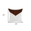 HomeRoots 20" X 20" Brown and Ivory Geometric Faux Leather Zippered Pillow - 3 of 4