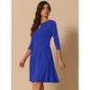 INSPIRE CHIC Women's Crew Neck 3/4 Sleeve Pleated Neck A-Line Above Knee Dress - 4 of 4