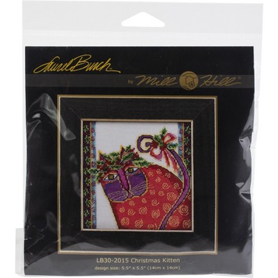 Mill Hill/Laurel Burch Counted Cross Stitch Kit 5.5"X5.5"-Christmas Kitten (28 Count)