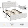 Bed Frame with 4 Storage Drawers & Adjustable Headboard - PU Leather Upholstered Platform Bed, Button Tufted Design - 2 of 4