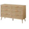 CAVINAS 6 Double Dresser with Rattan Drawers Bedroom Dresser for Bedroom Wood Chest of Drawers Closet Organizers with Storage - 4 of 4