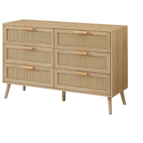 Nicbex Drawer Dresser With 8 Rattan Drawers Farmhouse Chest Of Drawers ...