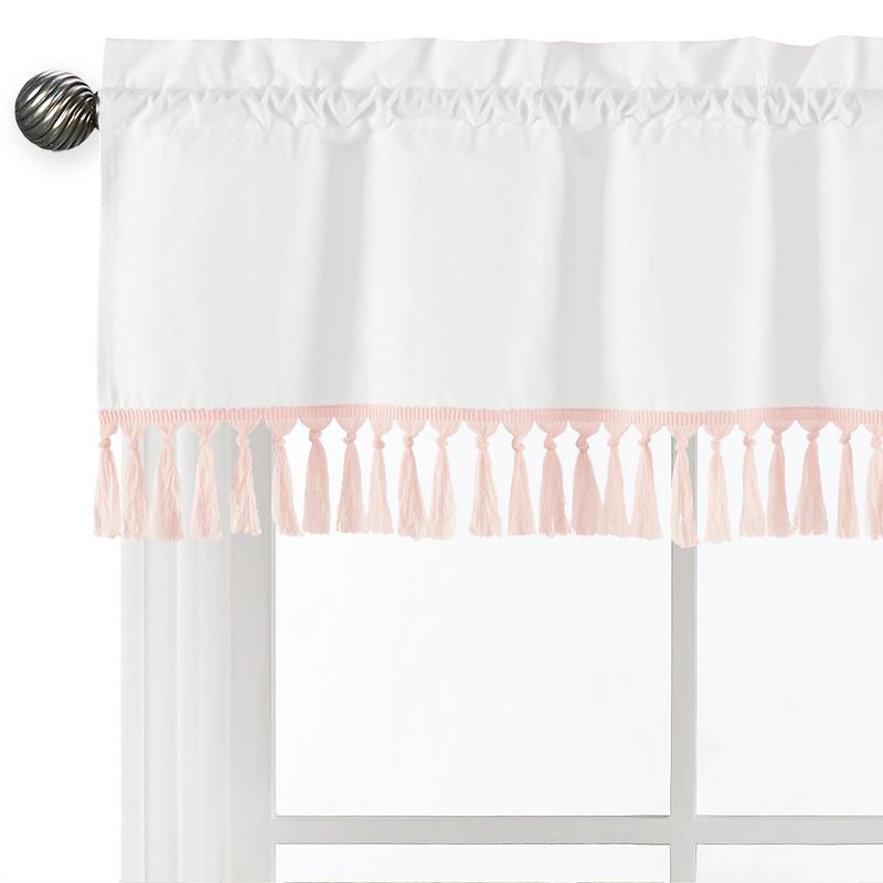 Sweet Jojo Designs Window Valance Treatment 54in. Floral Bird Blossom White and Pink, 4 of 7