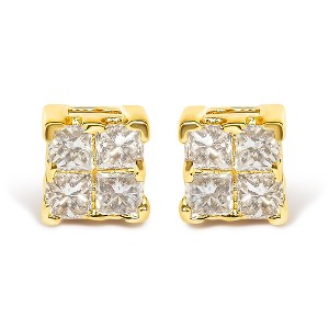 Haus of Brilliance 14K Yellow Gold 1/4 Cttw Invisible Set Princess-Cut Diamond Square Stud Earring - 1 of 4