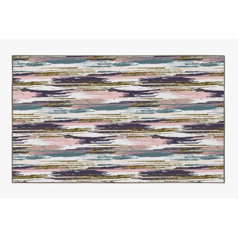 Deerlux Modern Living Room Area Rug with Nonslip Backing, Abstract Brushstrokes and Glitter Pattern, 2 of 6