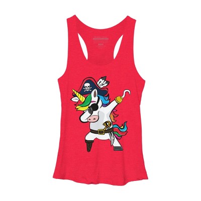 Women's Design By Humans Dabbing Dance Pirate Unicorn Gifts Funny Halloween Costume Gift By lukesstore Racerback Tank Top