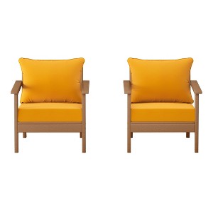 WestinTrends Avalon Outdoor Modern HDPE Patio Club Chairs with Deep Seat Cushions (Set of 2) - 1 of 4