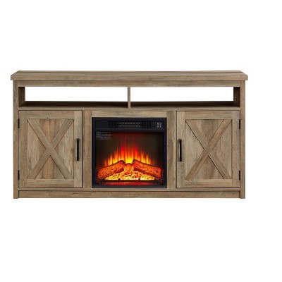NicBex 57.87 Inch Fireplace TV Stand for TVs Up to 65 Inch Farmhouse Entertainment Center with 2 Doors & Storage 18 Inch Fireplace Insert