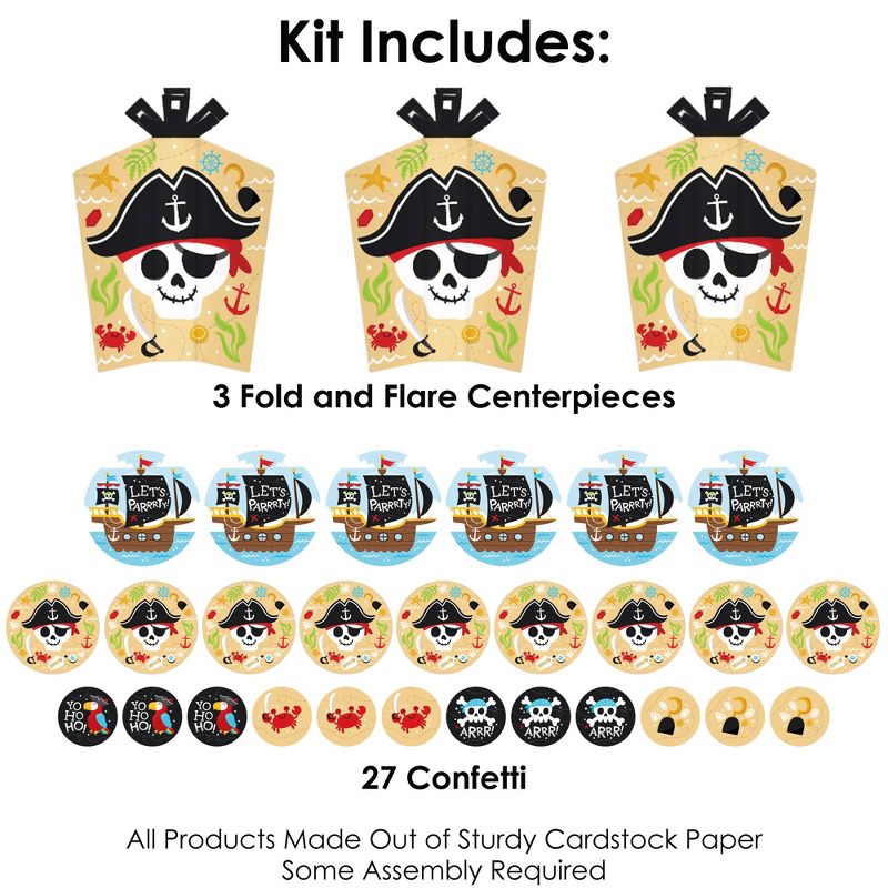 Big Dot of Happiness Pirate Ship Adventures - Skull Birthday Party Decor and Confetti - Terrific Table Centerpiece Kit - Set of 30, 3 of 9