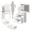 Bedroom Dressing Vanity Set with Stool and Mirror, Easy Assembly with Installation Video - 3 of 4