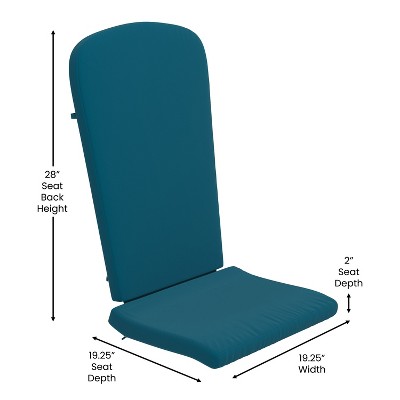 Teal High-Back Adirondack Chair Cushions for Indoor/Outdoor Use