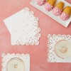Blue Panda 50 Pack Scalloped White & Rose Gold Napkins for Birthday, Foil Polka Dotted for Holiday Party, 3 Ply, 6.3 in - 2 of 4