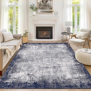 Area Rug Washable Soft Modern Bordered Abstract Rugs Low Pile Non-Slip Foldable Throw Rug Carpet Dining Room Home - 1 of 4