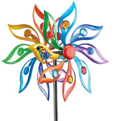 Collections Etc Colorful Spectrum Double Wind Spinner Outdoor Garden Stake