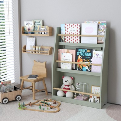 KWPZQEB Kids Bookshelf, Wooden 3 Tiers Book Shelf and Storage for Toys and Books, Wall Mount 3-Tier Book Shelf for Bedroom, Study, Living Room