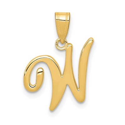 Black Bow Jewelry 14k Yellow Gold, Mimi Collection, Small Script Initial W Pendant