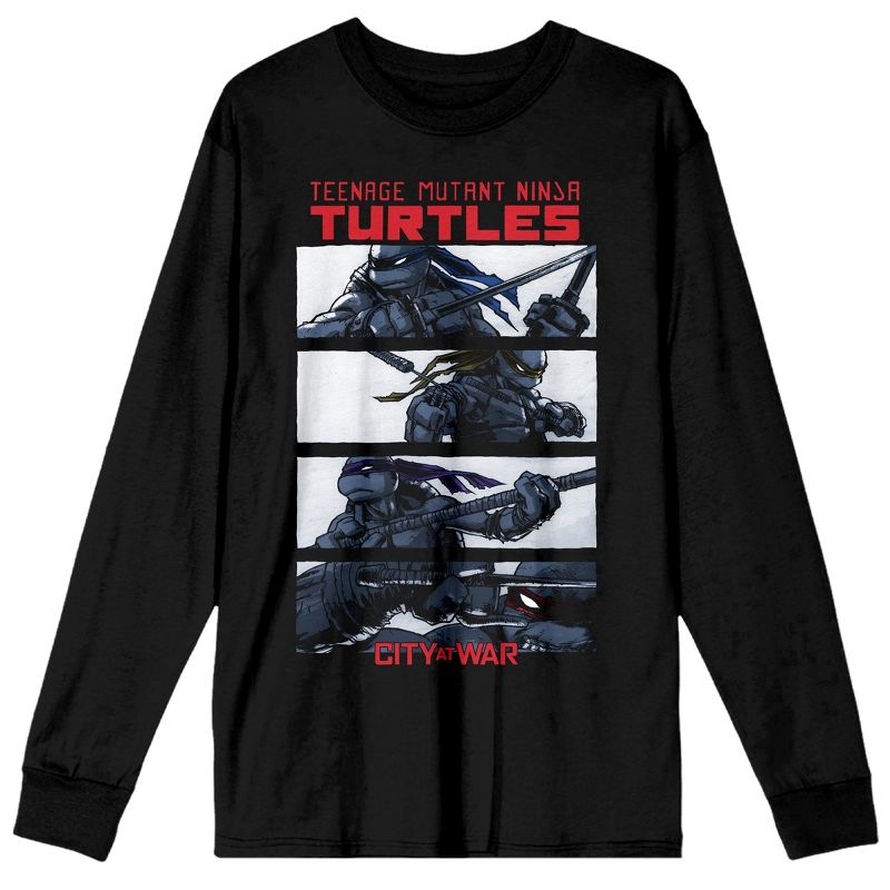 World Of TMNT City At War Crew Neck Long Sleeve Black Adult Tee, 1 of 3