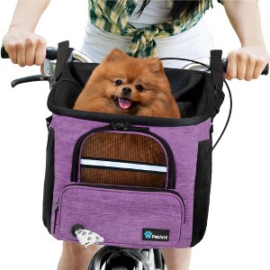 PetAmi Dog Bike Basket, Soft-Sided Ventilated Carrier Backpack, Pet Bicycle Handlebar Puppy Cat Kitten, Car Booster Seat Safety Strap - 1 of 4