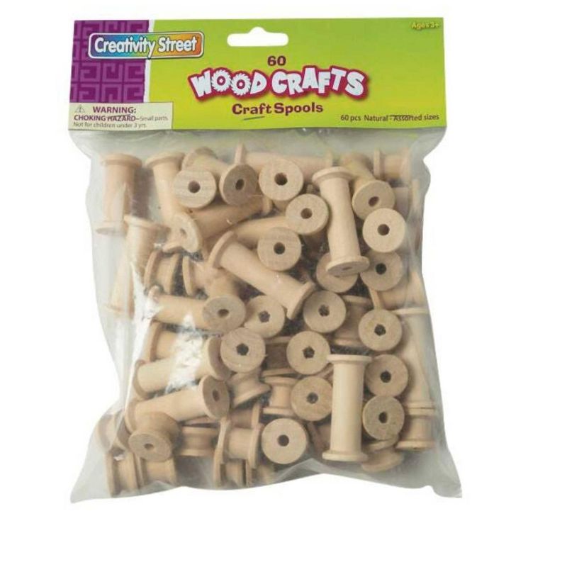 Creativity Street Wood Craft Spool, Assorted Sizes, Pack of 60, 1 of 4