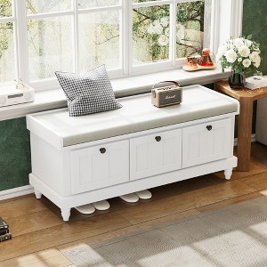 NicBex Shoe Rack Bench Shoe Storage Organizer Classic Storage Bench with Cushioned Seat and 3 Drawers for Entryway Bedroom - 1 of 4