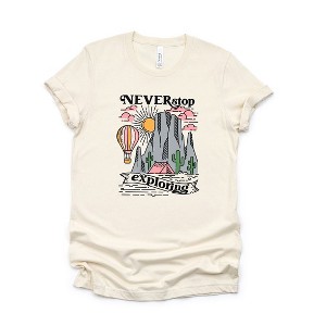 Simply Sage Market Women's Never Stop Exploring Short Sleeve Graphic Tee - L - Cream - 1 of 3