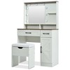 LOVSON Vanity with Mirror and Light, Dresser Set with Stool, Bedroom Dresser with Adjustable Shelves, White - 3 of 4