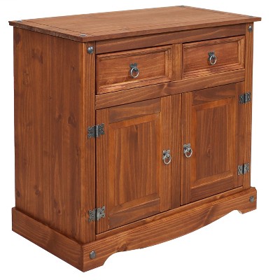 Sunnydaze Kitchen Sideboard Cabinet with 2 Drawers and 2 Doors - Solid Pine Construction