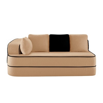 SEVOBAL Sofas 2-Seater Modular Sofa with Pillows Curved Armrest No Assembly Required for Living Room, Brown, 67.32"*38.98"*32.68"