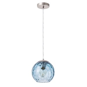 Dewdrop Blue Globe Pendant Light, Brushed Nickel Hanging Ceiling Lamp with Textured Glass Shade for Kitchen Island Bar - 1 of 4