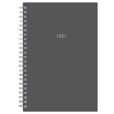 2022 Planner 5" x 8" Weekly/Monthly Wirebound Flexible Cover Solid Charcoal - Blue Sky