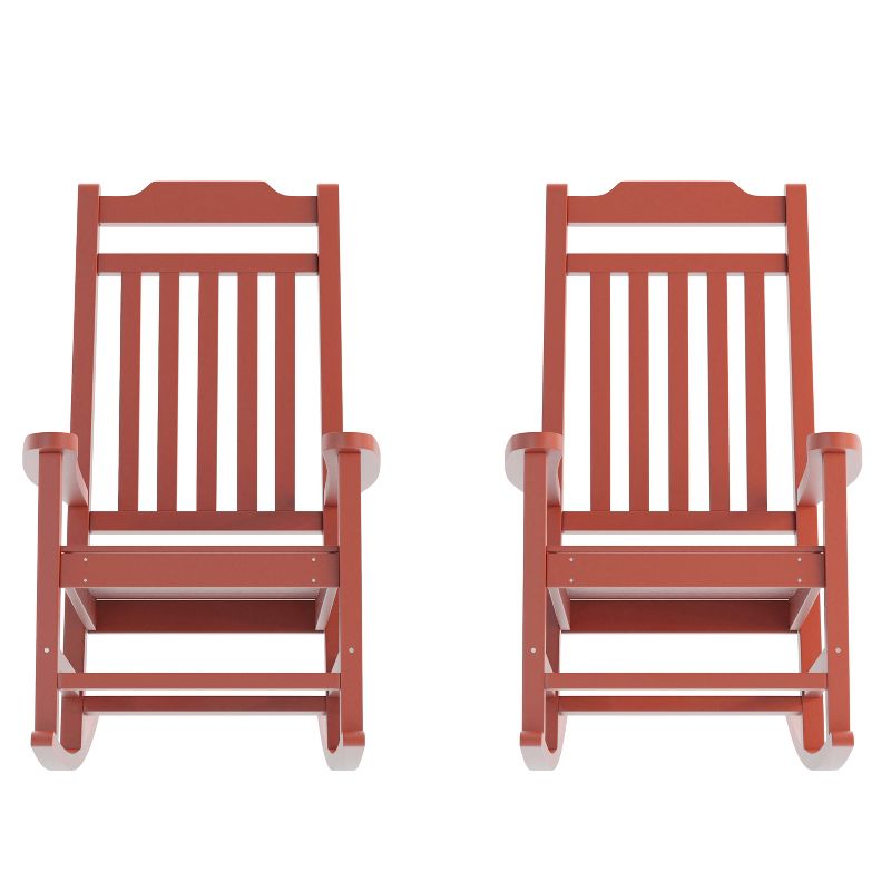 Flash Furniture Set of 2 Winston All-Weather Faux Wood Rocking Chair, 1 of 13