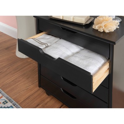 Cary Modern Black Pine Wood 6-Drawer Mobile Storage Cart
