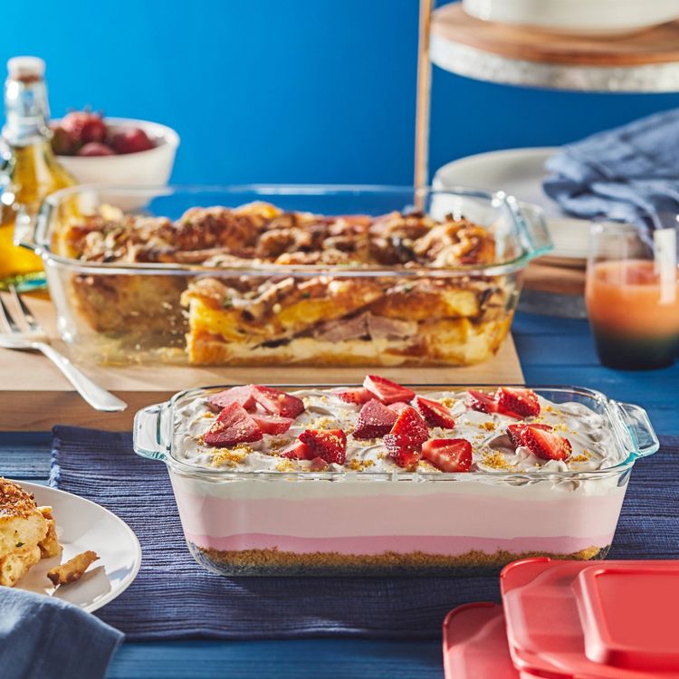 Pyrex Deep 4pc Glass Bakeware Set: Clear Baking Dishes with Lids ...