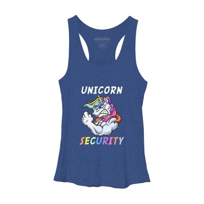 Women's Design By Humans Halloween Dad Mom Daughter Adult Costume - Unicorn Security By MINHMINH Racerback Tank Top