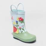 Toddler Girls' Saylor Floral Print Rain Boots - Cat & Jack™ Blue/Green