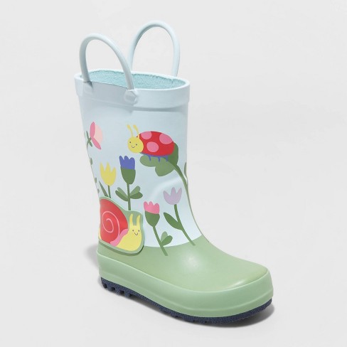 Toddler Girls' Saylor Floral Print Rain Boots - Cat & Jack™ Blue/Green - image 1 of 4