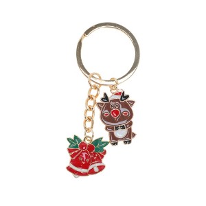 Unique Bargains Christmas Keychain Double Ring Zinc Alloy Colorful 3.15" 1 Pc - 1 of 4