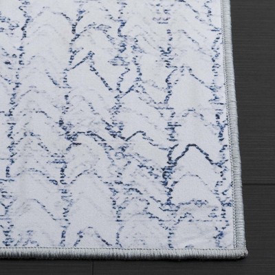 Blue and Gray Abstract Washable Synthetic Area Rug, 3' x 5'