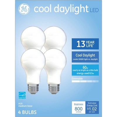 GE 4pk Cool Daylight 60W A19 LED Light Bulbs