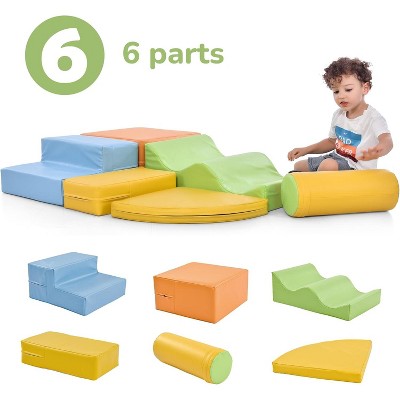 For Toddler Indoor Active Play Structure Climbing Crawling, 6-in-1 Climb Crawl Activity Play Set Toys Gym Equipment for Boys Girls Colorful