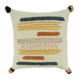Saro Lifestyle Fringe Lace Appliqué Down-Filled Throw Pillow - 1 of 3