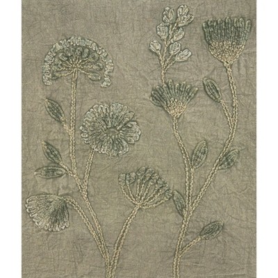 Taupe Floral Embroidered Cotton Table Runner